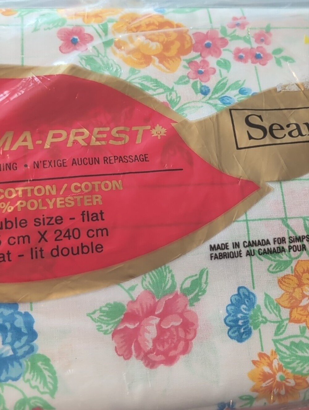 Sears Floral Printed Flat Sheet in Blue, Pink, Yellow, Green
